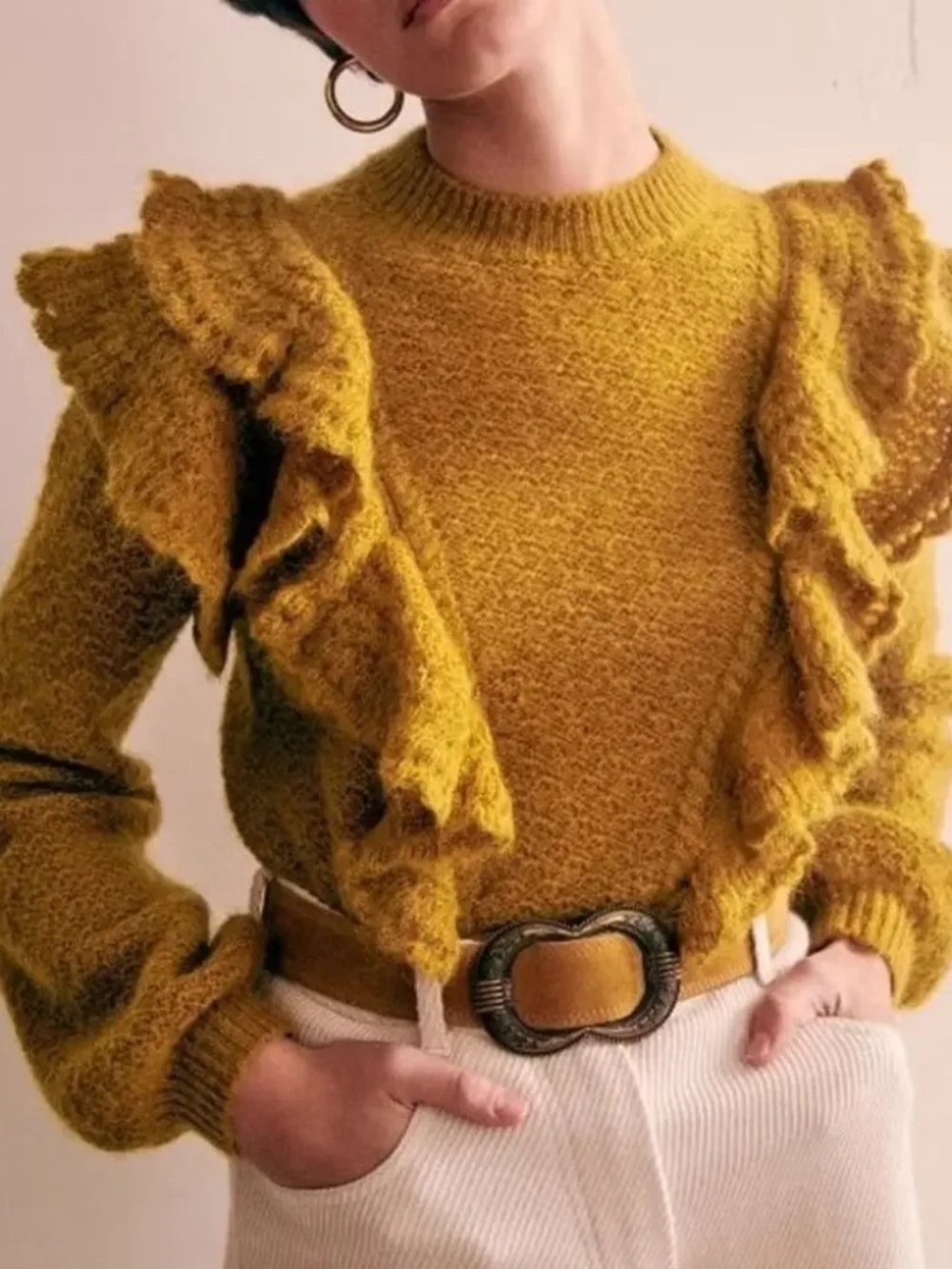 Sezane Elza Sweater in Mustard Color Size XS